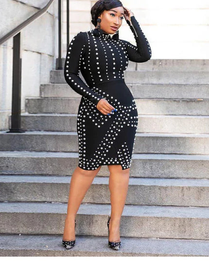Beaded Long Sleeve Bodycon Dress for Women