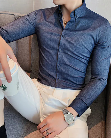 Dark Stripes Slim-fit Business Shirt