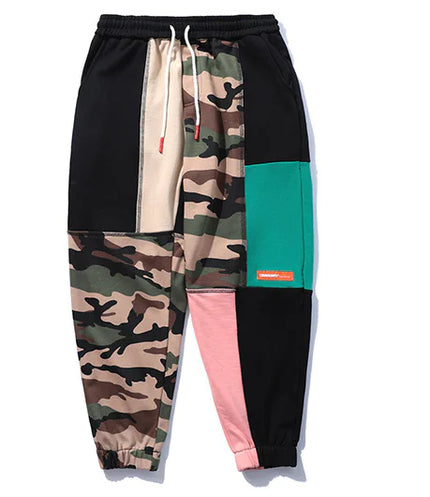 Hip Hop Street Style Loose Color-Block Camo Pants
