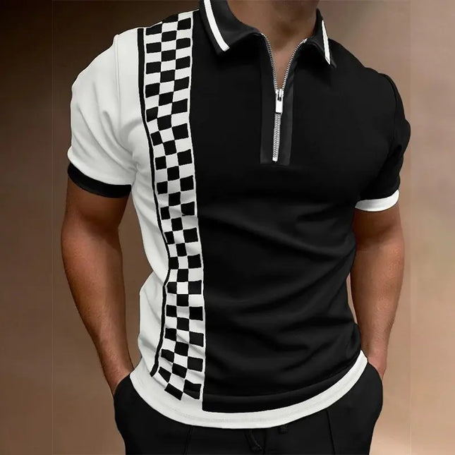 High Quality Men's Plaid Short Sleeve Polo Shirt