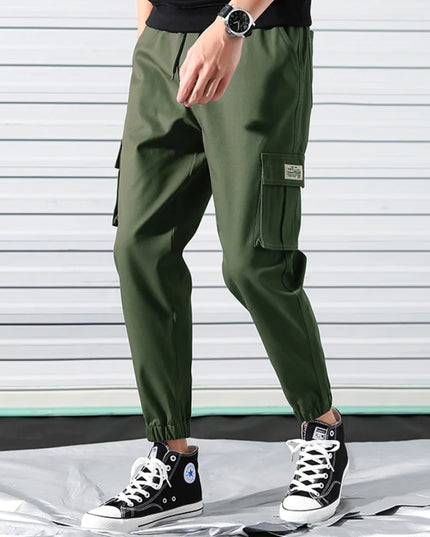 Men's Japanese Streetwear Cargo Pants with Cuffs