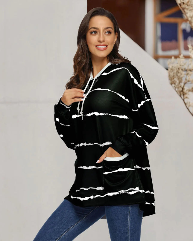 Women's Hooded Striped Long Sleeve Sweater