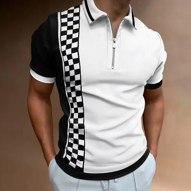 High Quality Men's Plaid Short Sleeve Polo Shirt