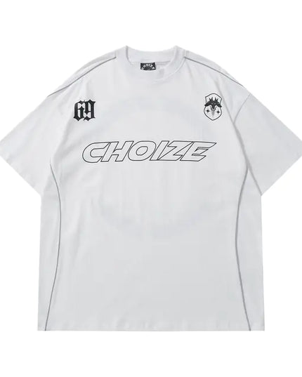 Y2K Oversized Reflective Strip T-Shirt