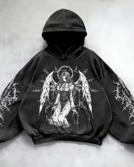 Hooded Printed Hip Hop Y2G Streetwear Sweatshirt