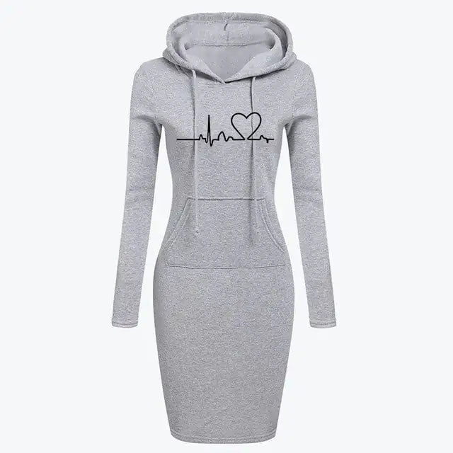 Robe à capuche à manches longues pour femme, automne-hiver