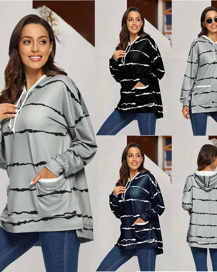 Women's Hooded Striped Long Sleeve Sweater
