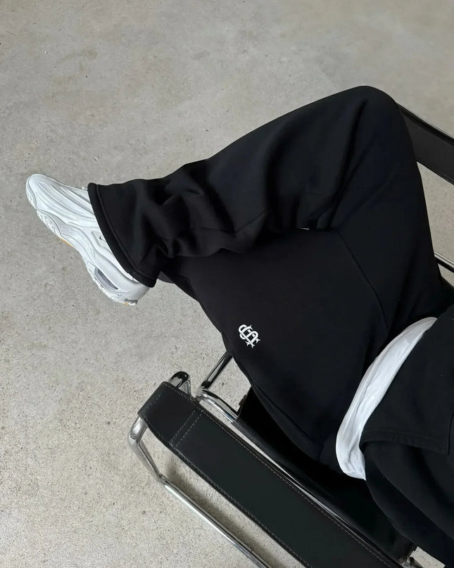 Y2K Fashion Jogger Sweatpants Loose Embroidery Labeled Open Leg Wide Leg Pants Trendy Pocket Couple Straight Pants Men's Hoodie