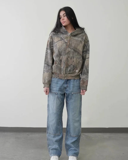 Y2K Retro zip up Hoodie Camouflage