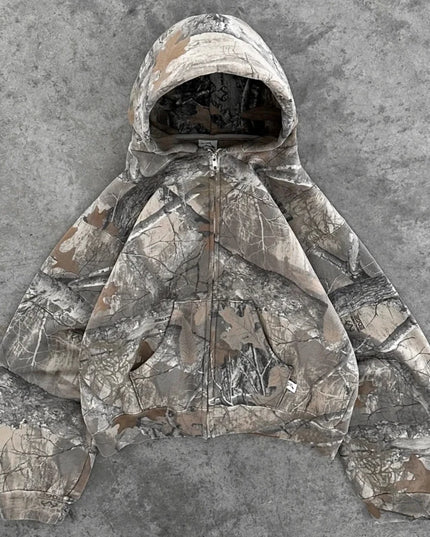 Y2K Retro zip up Hoodie Camouflage