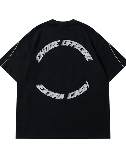Y2K Oversized Reflective Strip T-Shirt