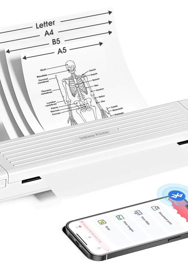 Portable Printer Heat Transfer Printer P831 Supports 8.5 x 11 A4 Regular Copy Paper Wireless Bluetooth for Phone Tablet Portable Printers Wireless for Travel Home Use