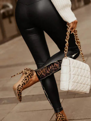 Women's Summer Leggings with Zipper Decorations