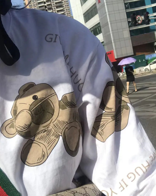 Korean Bear Cartoon Print Short-Sleeved T-Shirt