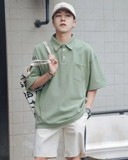Trendy Loose Fit Polo T-Shirt in Street Style