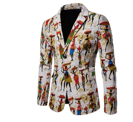 Men's African Print Suit for Nightclub Wear