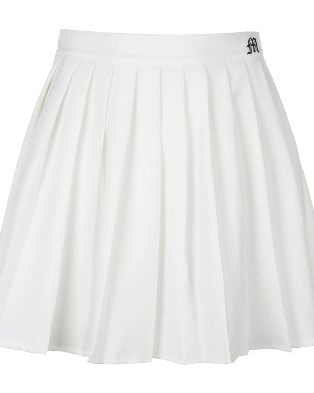 Short White Pleated Mini Skirt for Women with Elastic Waist