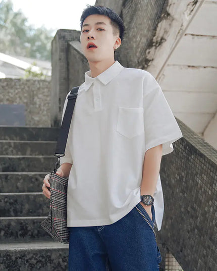 Trendy Loose Fit Polo T-Shirt in Street Style