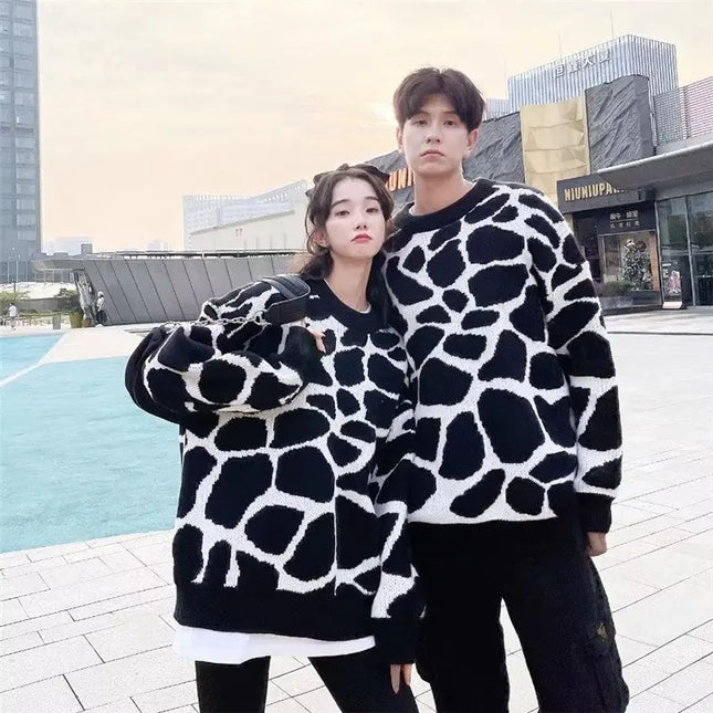 Pull Thermique Zèbre Ample pour Couple Automne/Hiver