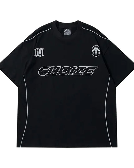 Y2K Oversized Reflective Strip T-Shirt