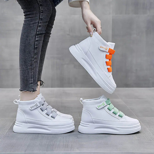Ins Korean Style High-Top White Sneakers for Women