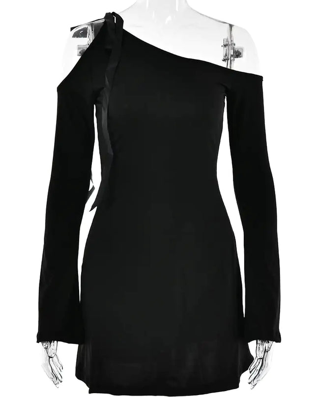 High Waist Long Sleeve Stitching Dress
