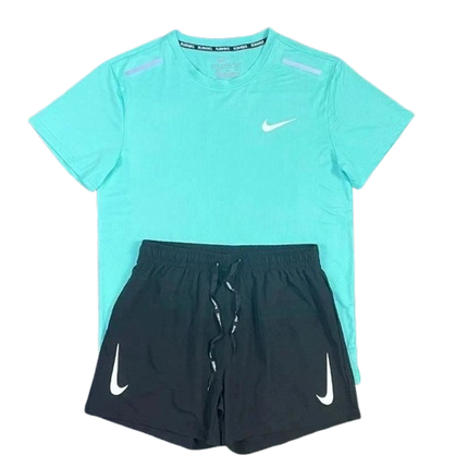 Ensemble Short/T-shirt Nike Running - Bleu cyan