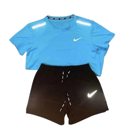 Ensemble Short/T-shirt Nike Running - Bleu cyan