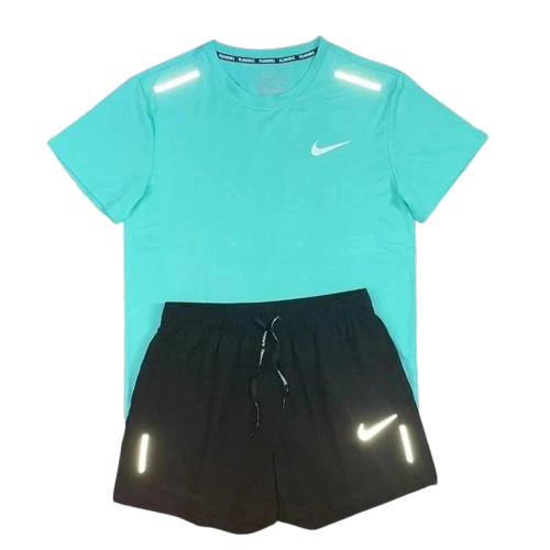 Ensemble Short/T-shirt Nike Running - Bleu cyan