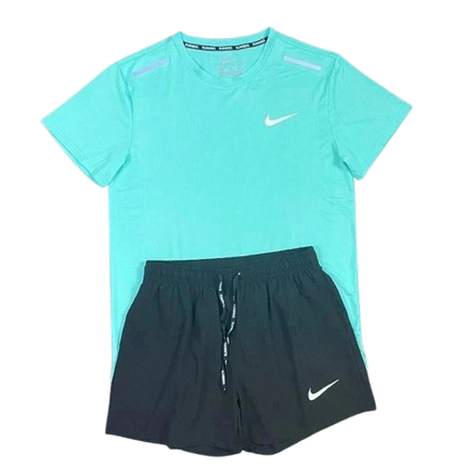 Ensemble Short/T-shirt Nike Running - Bleu cyan