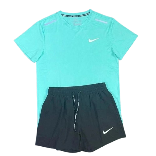 Ensemble Short/T-shirt Nike Running - Bleu cyan