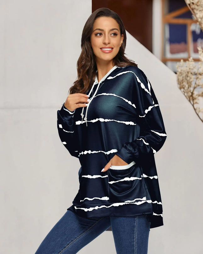 Women's Hooded Striped Long Sleeve Sweater