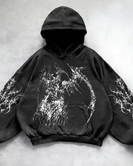 Hooded Printed Hip Hop Y2G Streetwear Sweatshirt